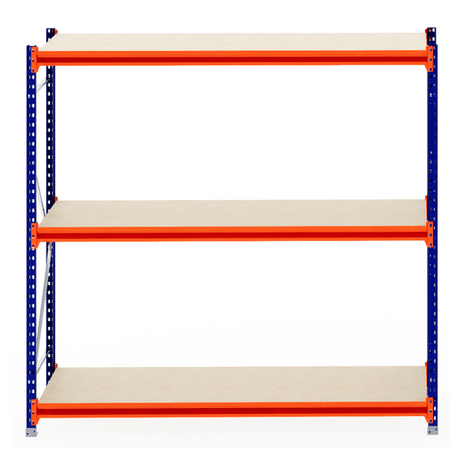 RackZone Longspan 800mm Laminated Shelving (Starter), frame blue, supports orange.