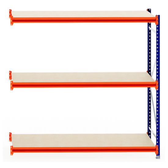RackZone Longspan Shelving 800mm Extender with laminated timber shelves.