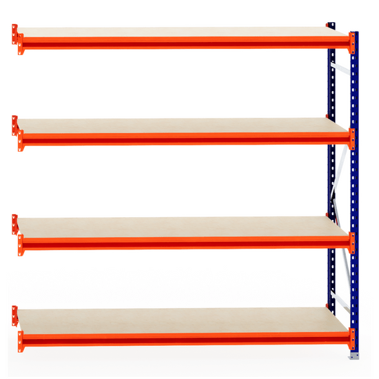 RackZone Longspan Shelving Extender, 800mm deep with laminated timber shelves.