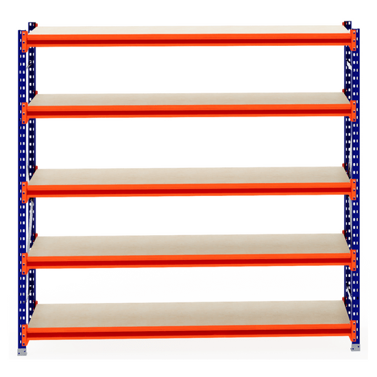 RackZone Longspan 800mm shelving unit with laminated timber shelves.
