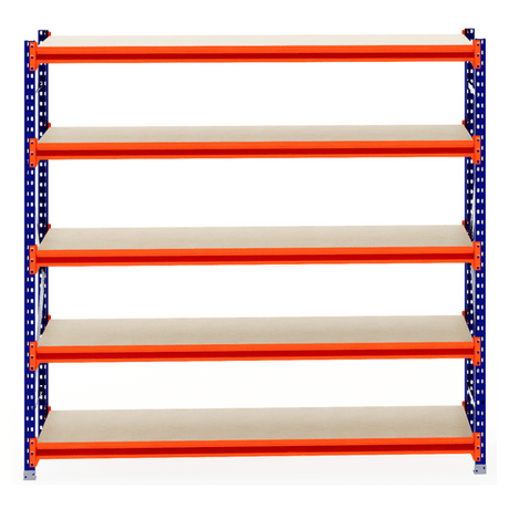 RackZone Longspan 800mm shelving unit with laminated timber shelves.