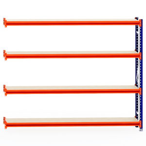RackZone Longspan Shelving, 400mm deep, laminated timber extender shelves.