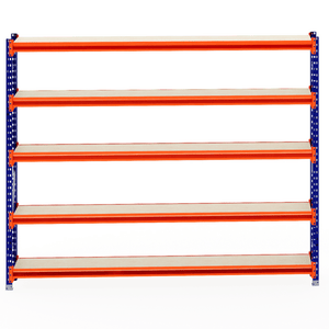 RackZone Longspan Shelving Starter, 6 shelves, 400mm depth, timber laminate.
