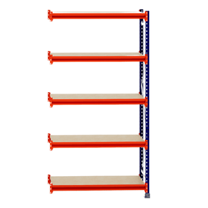 RackZone Longspan Shelving, 400mm deep, with laminated timber shelves, front view.