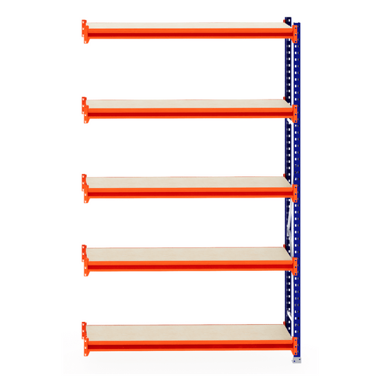 RackZone Longspan Shelving, 400mm deep, laminated timber extender shelves.