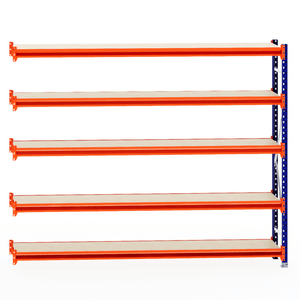 RackZone Longspan Shelving 400mm with laminated timber shelves, extender unit.