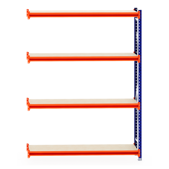RackZone Longspan 400mm Shelf, Laminated Timber Extender, Orange & Beige.