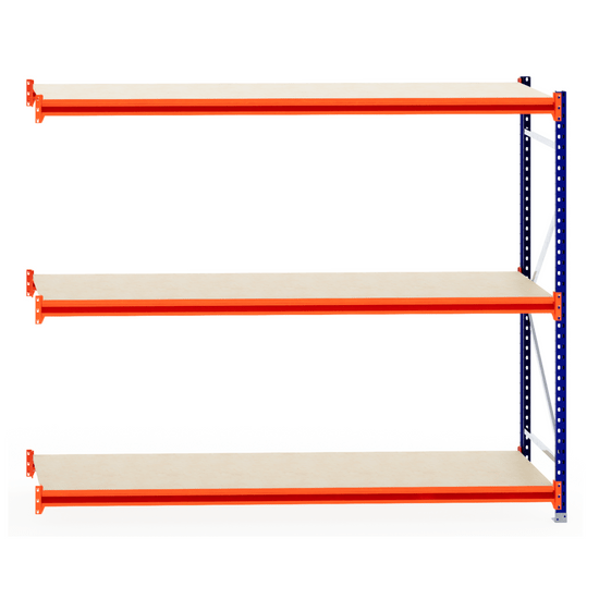 RackZone Longspan Extender with 800mm timber shelves and metal frame.