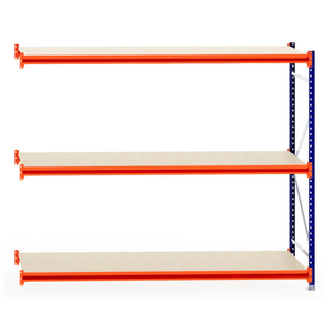 RackZone Longspan Extender with 800mm timber shelves and metal frame.