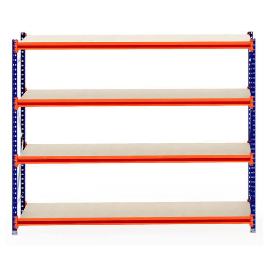 RackZone Longspan Starter: 4 empty laminated timber shelves, 800mm depth.