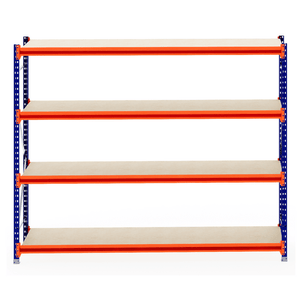 RackZone Longspan Starter: 4 empty laminated timber shelves, 800mm depth.