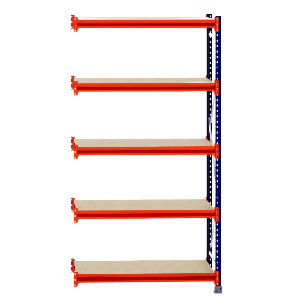 RackZone Longspan Shelving 400mm, laminated timber extender, front view.