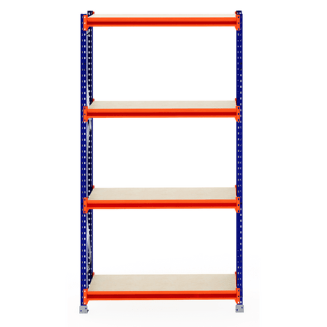 RackZone Longspan Shelving 600mm, 4 wood shelves, ideal modular storage.