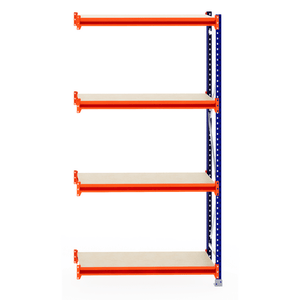 RackZone Longspan 600mm Extender with orange beams and blue supports.
