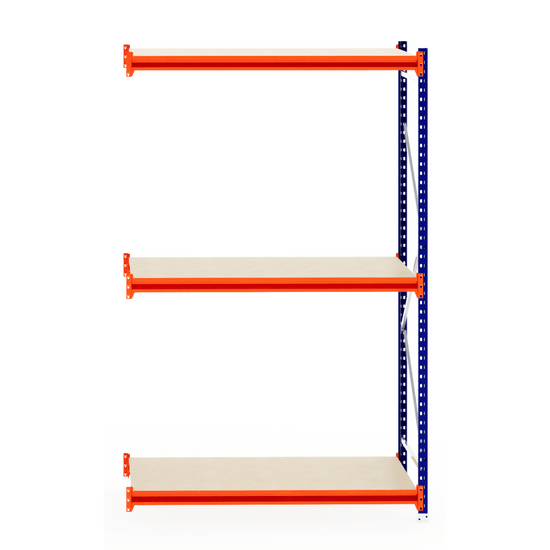 RackZone Longspan Shelving 800mm Laminate Timber Extender, three-tier unit.