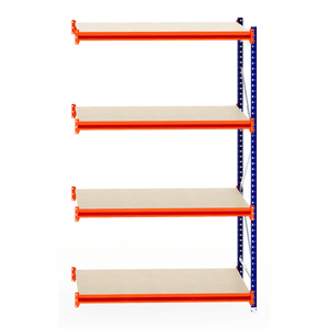 RackZone Longspan Extender: 4-tier metal shelving with timber shelves, 800mm deep.