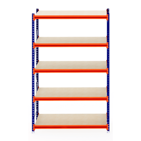 RackZone Longspan Shelving 800mm with six empty timber shelves, starter unit.