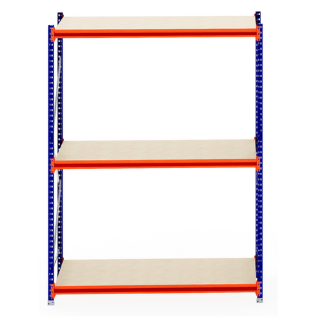 RackZone Longspan Shelving: 4-tier metal rack with laminated timber shelves.