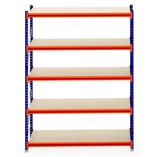 RackZone Longspan 800mm Timber Starter: 6-tier metal frame shelving unit.