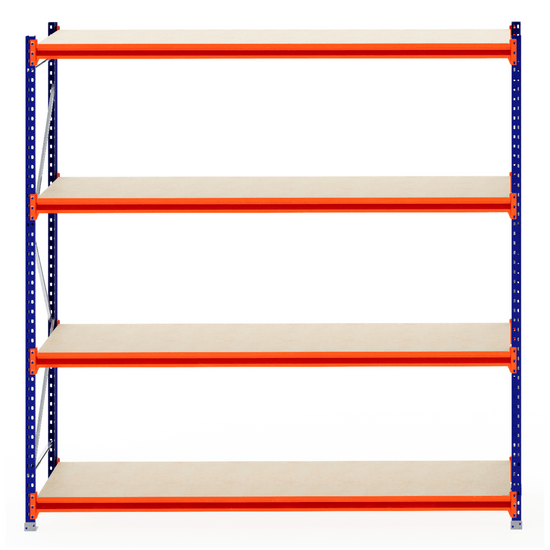 RackZone Longspan 800mm Shelving with laminated timber shelves, empty.