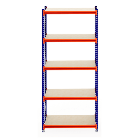RackZone Longspan 800mm Starter with laminated timber shelves, five-tier unit.