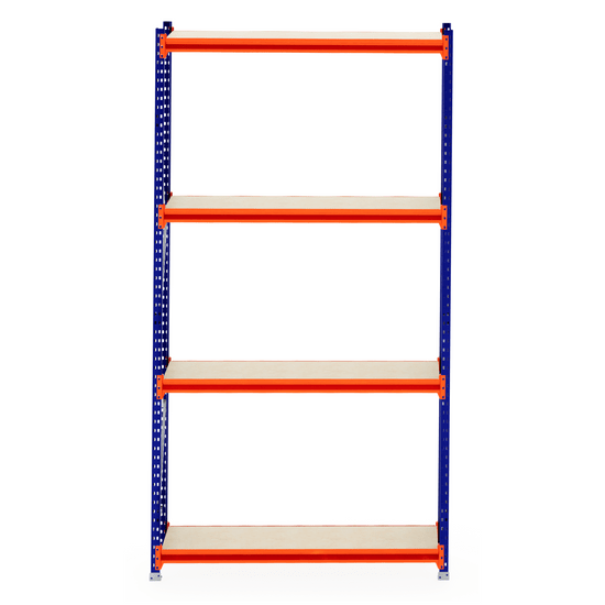 RackZone Longspan Shelving 400mm Depth, 4 shelves, laminated timber starter.