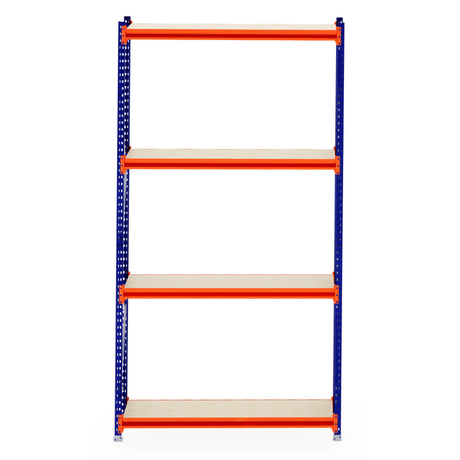 RackZone Longspan Shelving 400mm Depth, 4 shelves, laminated timber starter.