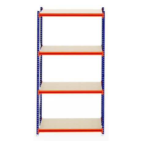 RackZone Longspan Shelving 800mm with timber shelves and orange supports.
