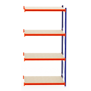 RackZone Longspan Shelving 800mm, laminated timber, four-tier extender unit.