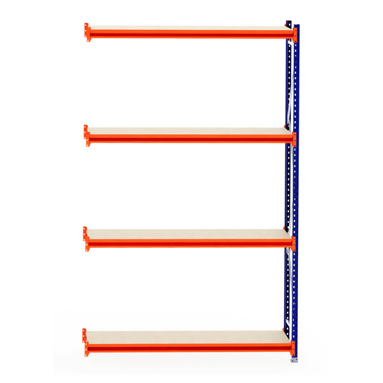RackZone Longspan Shelving 400mm, Laminated Timber Extender, metal frame.