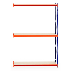 RackZone Longspan Shelving 600mm Laminated Timber - Extender, metal frame.