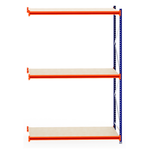 RackZone Longspan Shelving Extender, 800mm deep with timber shelves, front view.