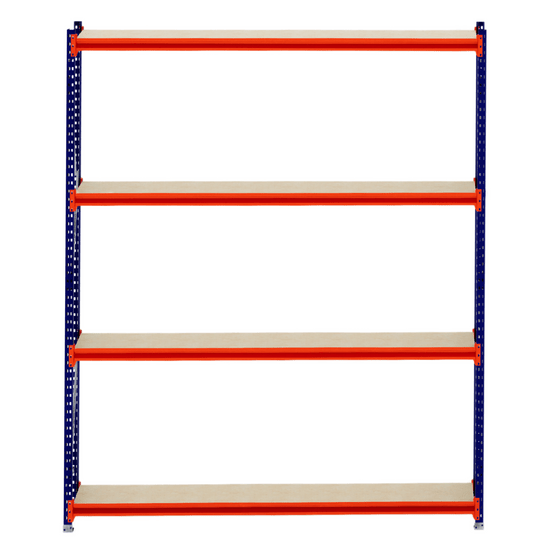 RackZone Longspan Shelving, 400mm deep laminated timber shelves, starter unit.