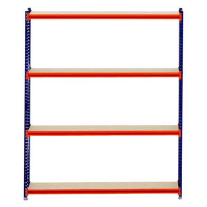 RackZone Longspan Shelving, 400mm deep laminated timber shelves, starter unit.