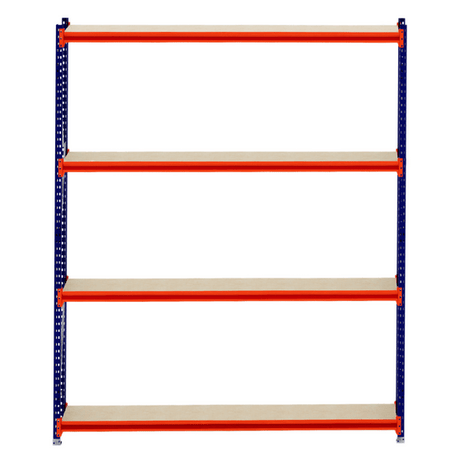 RackZone Longspan Shelving, 400mm deep laminated timber shelves, starter unit.