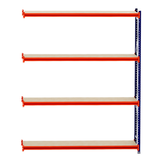 RackZone Longspan Shelving 400mm Laminated Timber, four-tier front view.