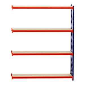 RackZone Longspan Shelving 400mm Laminated Timber, four-tier front view.