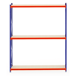 RackZone Longspan Shelving 600mm Laminated Timber Starter with orange beams.