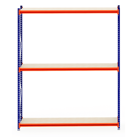 RackZone Longspan Shelving 600mm Laminated Timber Starter with orange beams.