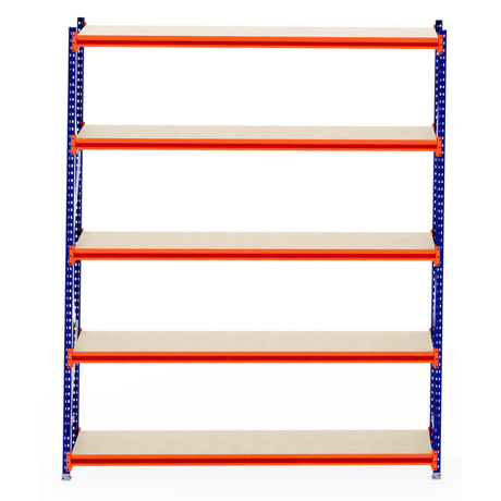 RackZone Longspan Shelving 600mm Starter with timber shelves, empty, white backdrop.