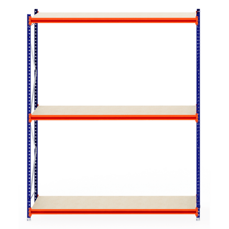 RackZone Longspan Shelving Starter, 800mm deep, orange beams, blue frame.