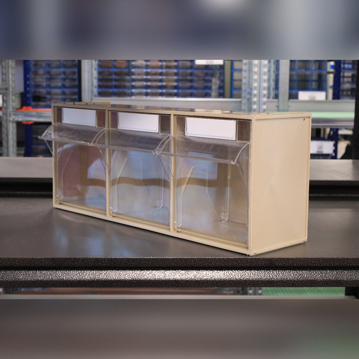 RackZone Storage Tilt Bin Madia 5 (3-tilt), compact and durable for organizing.