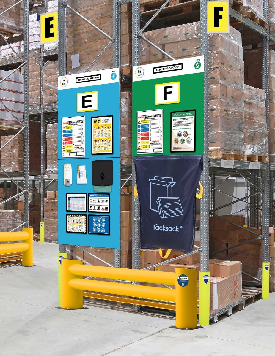 RackZone Modulean® Rack End Board uses flexbox for clear info near pallets.