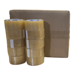 A RackZone box with two stacks of Tape 48mm x 66m Clear (Pack of 36) in front.