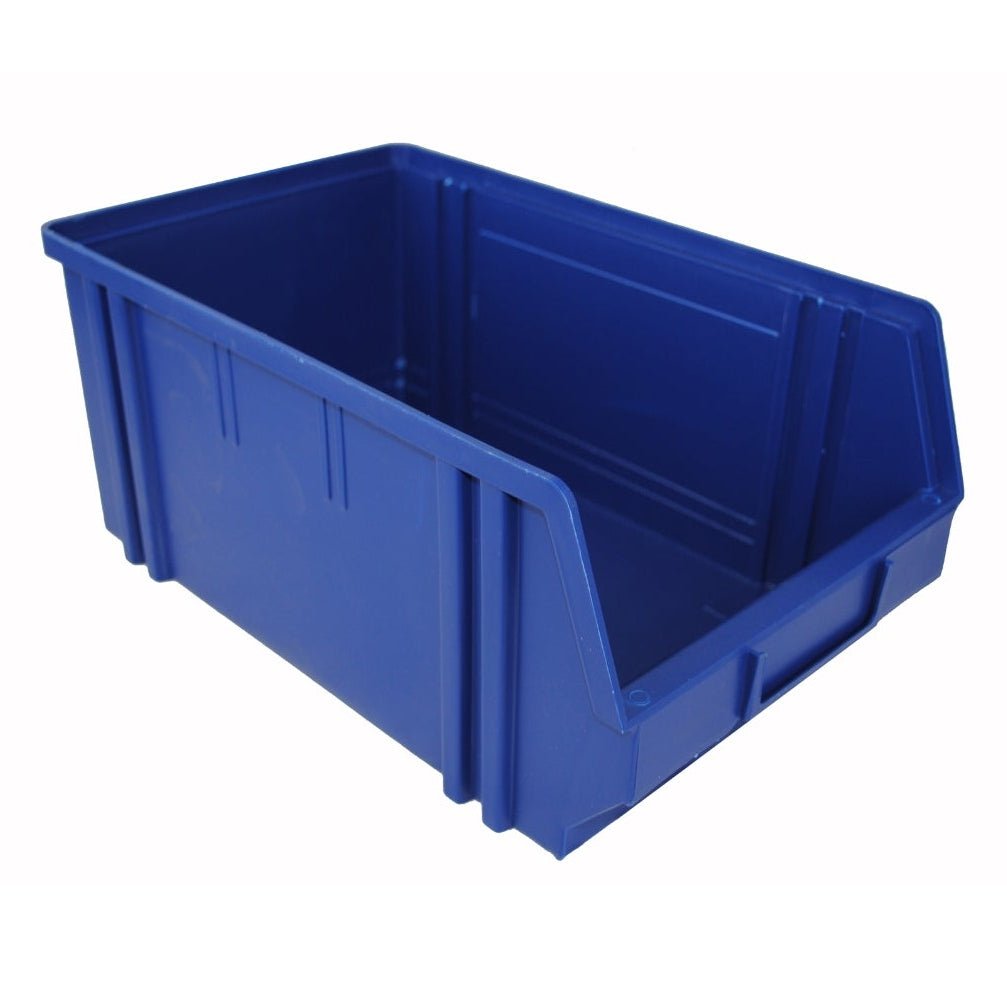 RackZone Eurobox Art 105 blue storage bin, open front, solid sides.