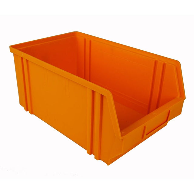 RackZone Storage Part Bins Art 105 Eurobox, orange, stackable, open front.