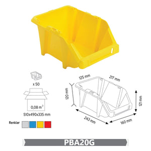 RackZone Economy Part Bins KPA20, 123x153x244mm, GREY, pack of 50.