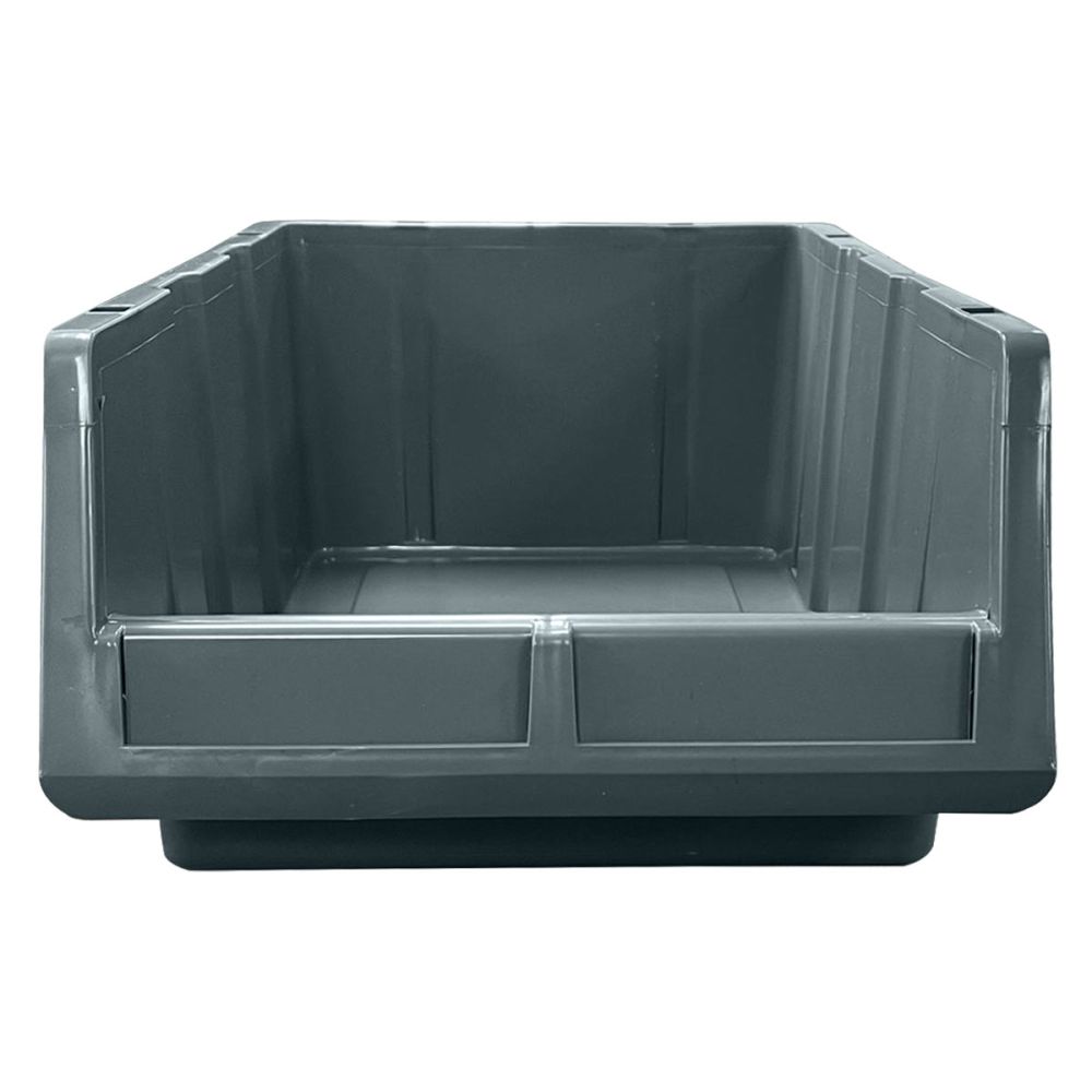 RackZone grey PA415 storage bin, 150x173x402mm, open top, front view.