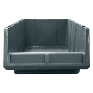 RackZone grey PA415 storage bin, 150x173x402mm, open top, front view.