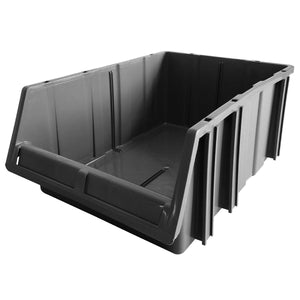 RackZone Storage Part Bin PA540, grey, 200x340x503mm, open front, ribbed sides.
